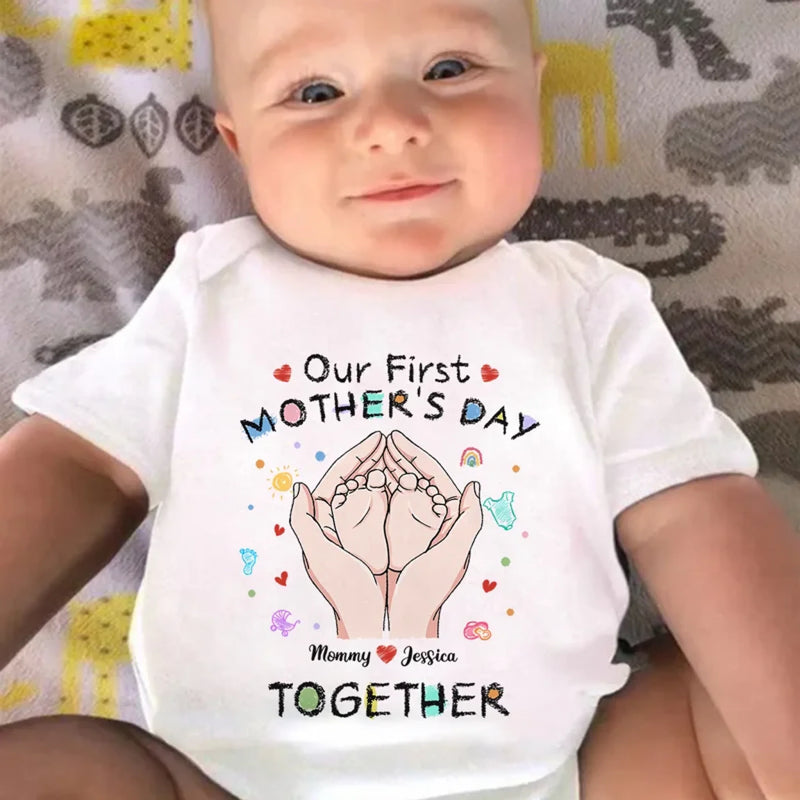 Together from Day One - Family Personalized Custom Baby Onesie - Mother's Day, Baby Shower Gift, Gift For First Mom