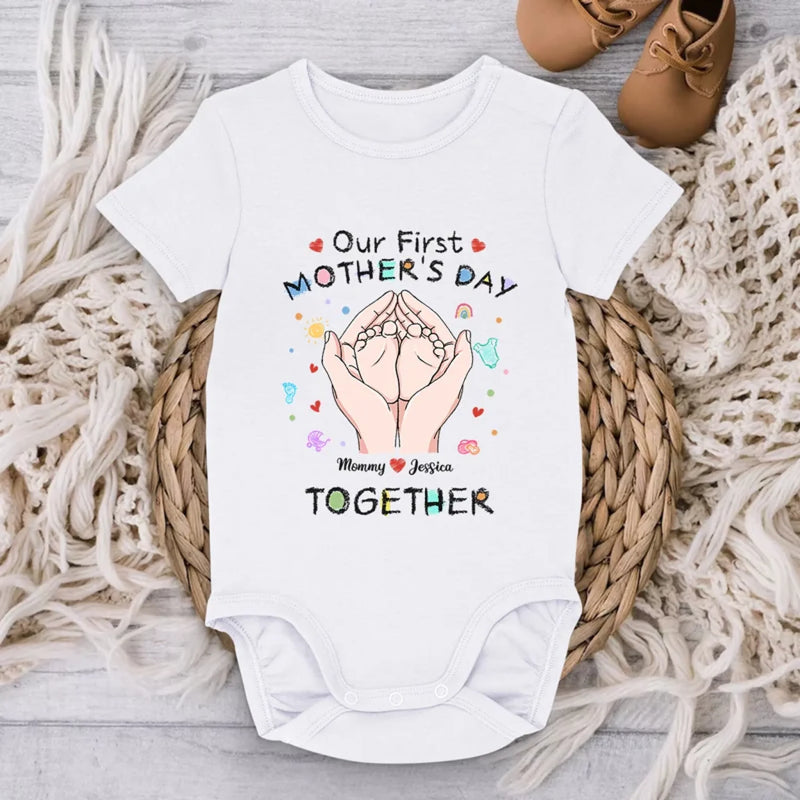 Together from Day One - Family Personalized Custom Baby Onesie - Mother's Day, Baby Shower Gift, Gift For First Mom