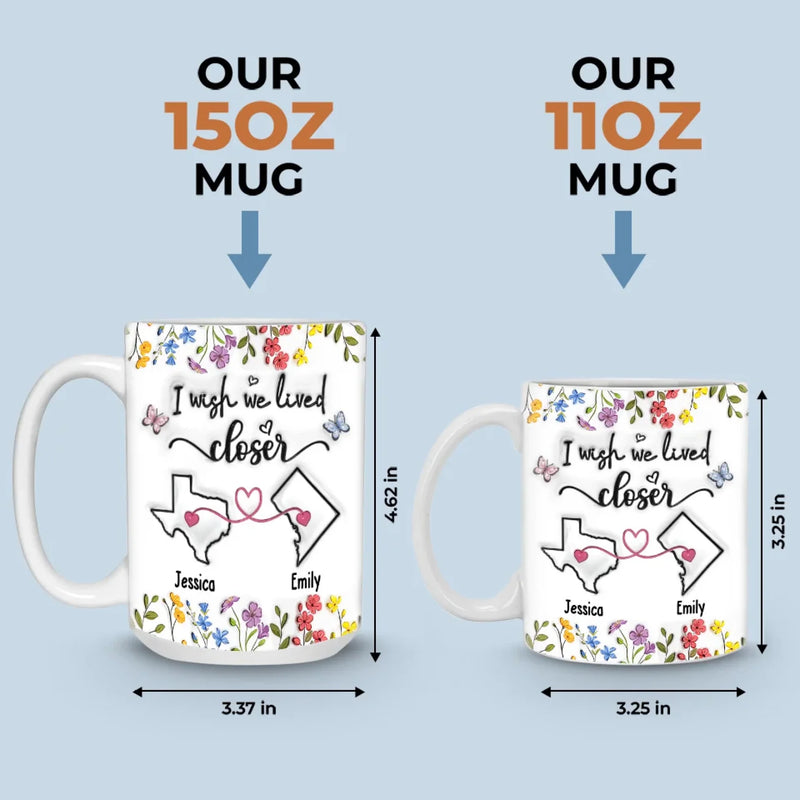 Custom Name Long Distance State Map Gifts - Personalized Mugs