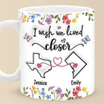 Custom Name Long Distance State Map Gifts - Personalized Mugs