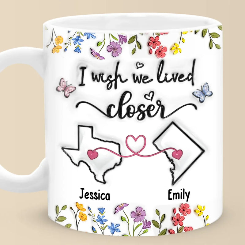 Custom Name Long Distance State Map Gifts - Personalized Mugs