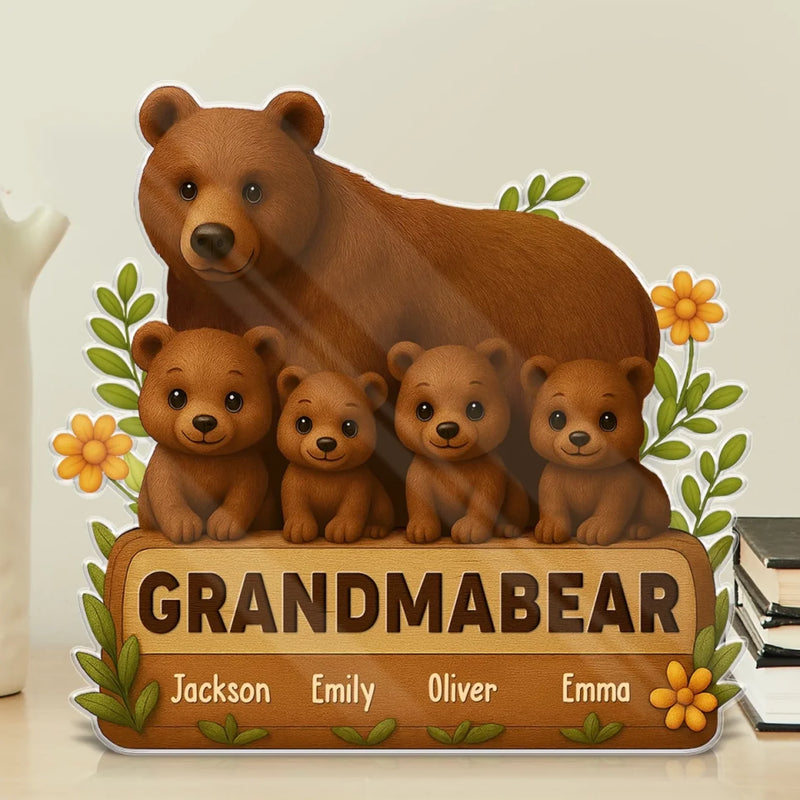 Grandma Bear, Our Forever Protector - Family Personalized Custom Acrylic Plaque Custom Shape - Mother's Day, Gift For Mom, Grandma