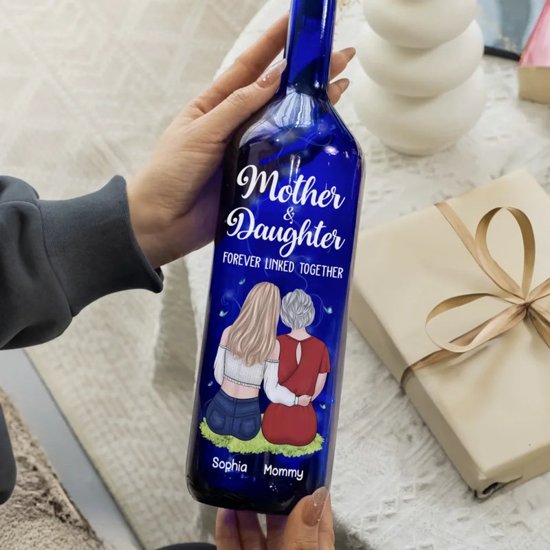 A Love That Time Can't Fade - Family Personalized Custom Blue Bottle Lamp - Mother's Day, Gift For Mom, Daughter