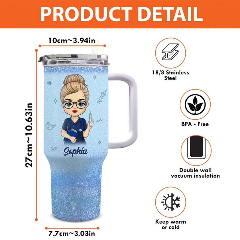 Grace Under Pressure, That’s A Nurse - Nurse  Personalized Custom 40 Oz Stainless Steel Tumbler With Handle - Appreciation, Thank You Gift, Nurse Life, Doctor Life