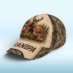 Custom Name Deer Family Gifts for Grandpa - Personalized Classic Cap