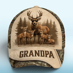 Custom Name Deer Family Gifts for Grandpa - Personalized Classic Cap