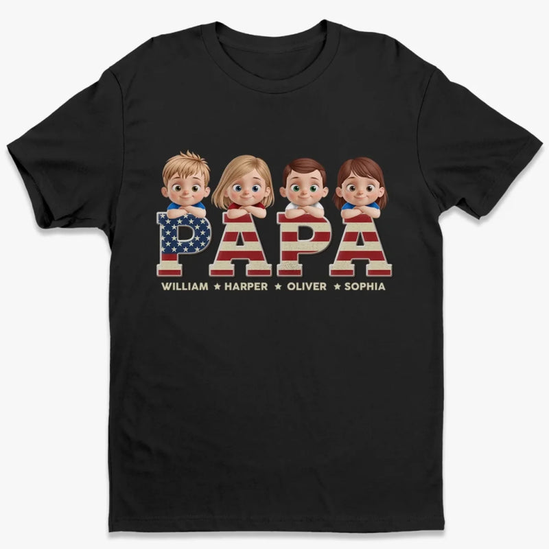 Custom Name Cartoon Kids Gifts for Papa - Personalized Apparel