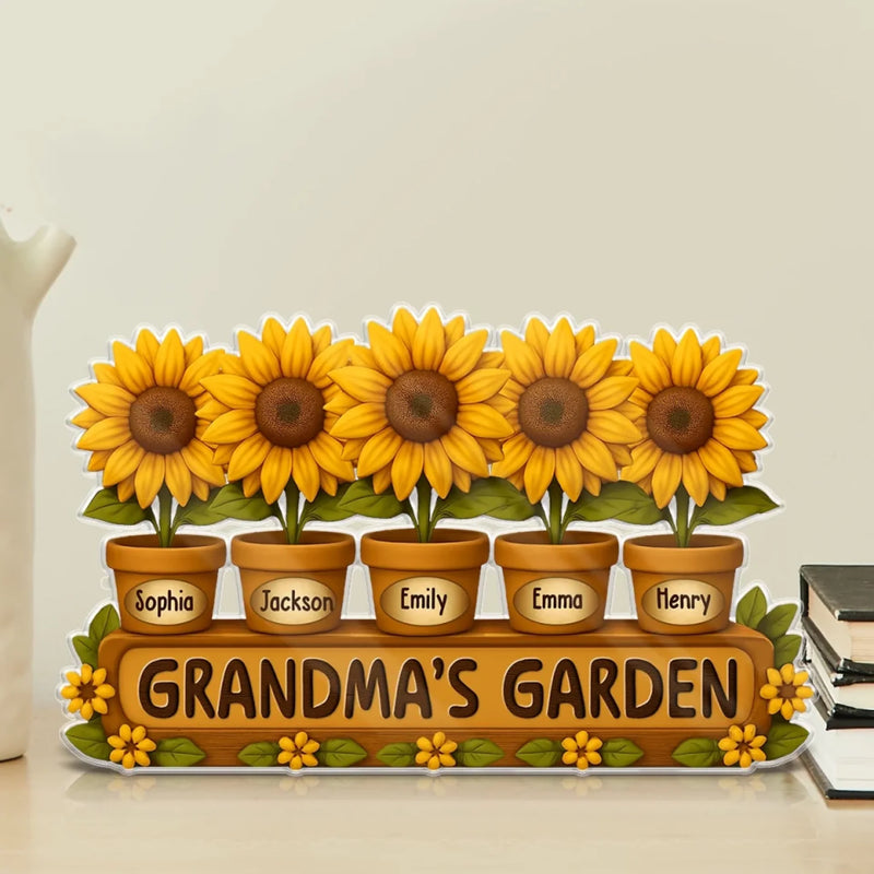 Mom, You Make Our World Bloom - Family Personalized Custom Acrylic Plaque Custom Shape - Mother's Day, Gift For Mom, Grandma