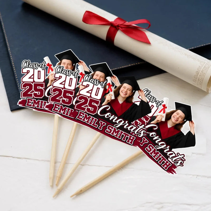 Custom Photo From Cap To Capital - Family Personalized Custom Cake Toppers - Graduation Gift For Family Members, Siblings, Brothers, Sisters