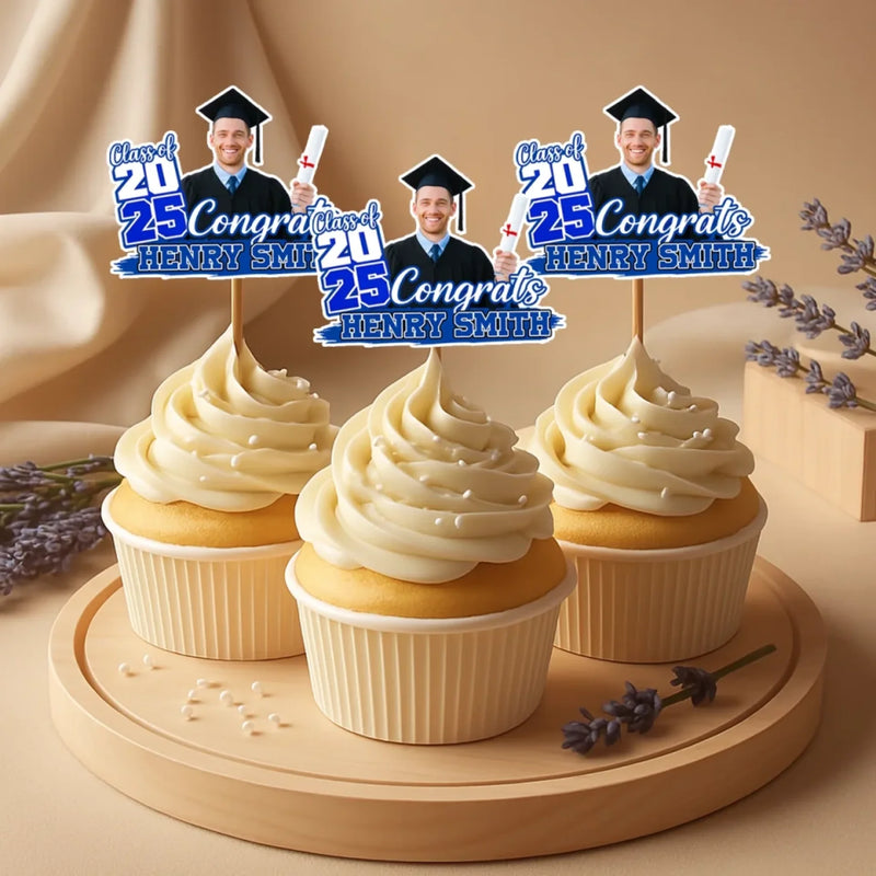 Custom Photo From Cap To Capital - Family Personalized Custom Cake Toppers - Graduation Gift For Family Members, Siblings, Brothers, Sisters
