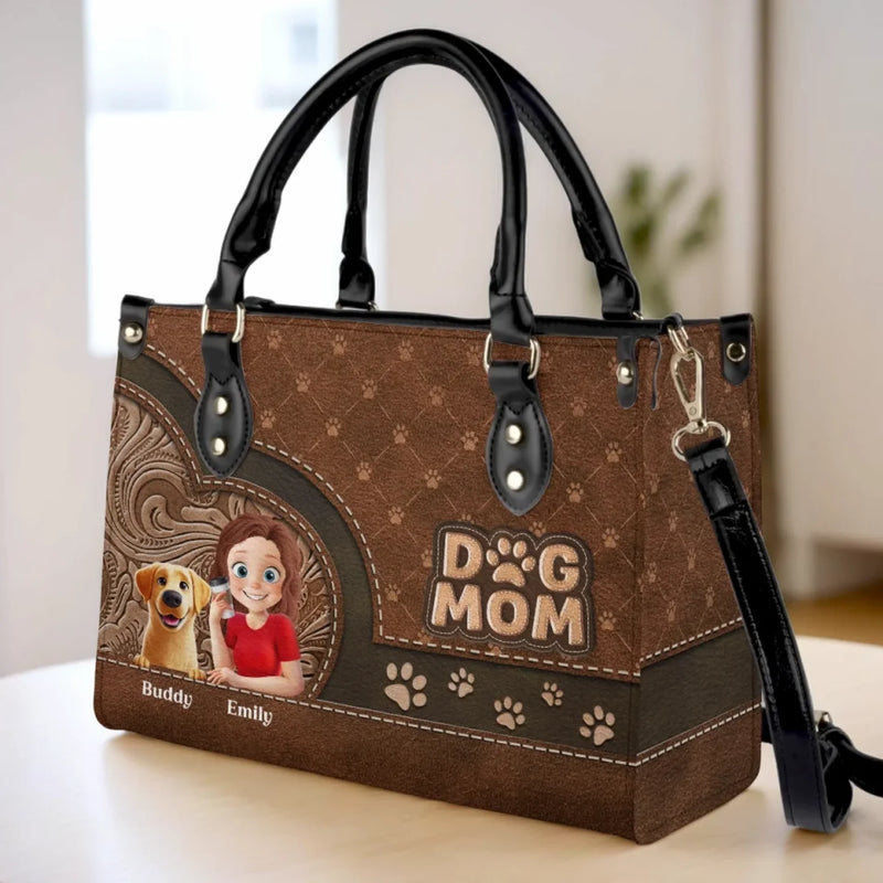 Just A Girl And Her Pup - Dog Personalized Custom Leather Handbag - Mother's Day, Gift For Pet Owners, Pet Lovers