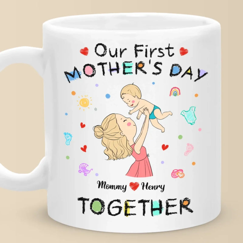 The Beginning Of A Beautiful Bond - Family Personalized Custom Mug - Mother's Day, Baby Shower Gift, Gift For First Mom