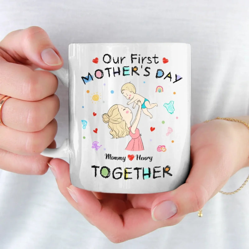 The Beginning Of A Beautiful Bond - Family Personalized Custom Mug - Mother's Day, Baby Shower Gift, Gift For First Mom