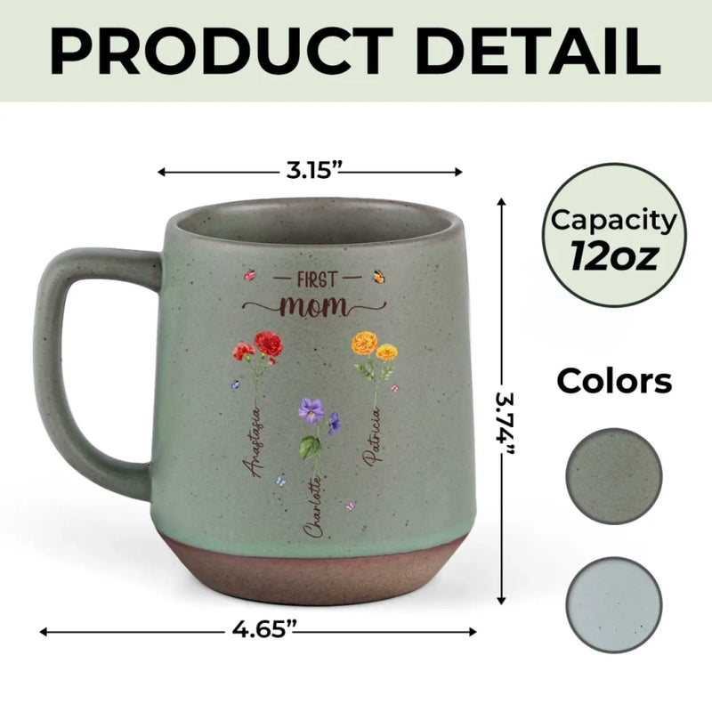Her Garden Just Keeps Growing - Family Personalized Custom Printed Stoneware 12oz Mug - Mother's Day, Gift For Mom, Grandma