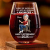 Officially Off The Clock - Personalized Custom Wine Glass - Appreciation, Retirement Gift For Yourself, Best Friends, Siblings, Family Members, Coworkers