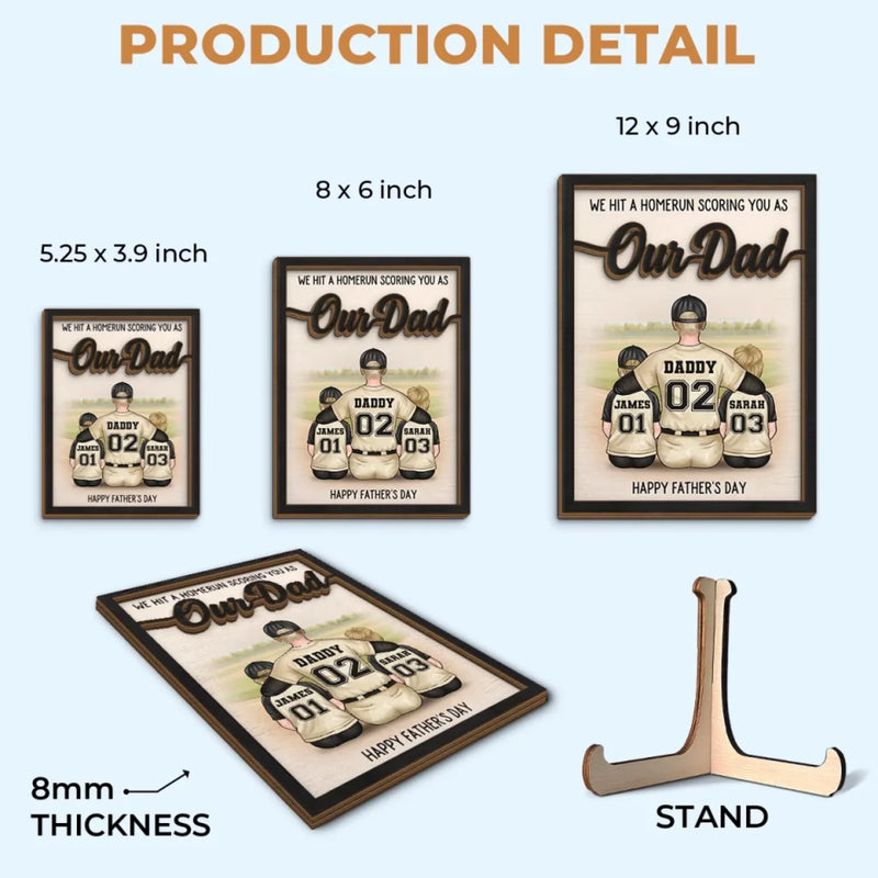 Our Coach, Our Hero, Our Dad - Family Personalized Custom 2-Layered Wooden Plaque With Stand - Father's Day, Gift For Dad, Sport Lovers, Sport Players