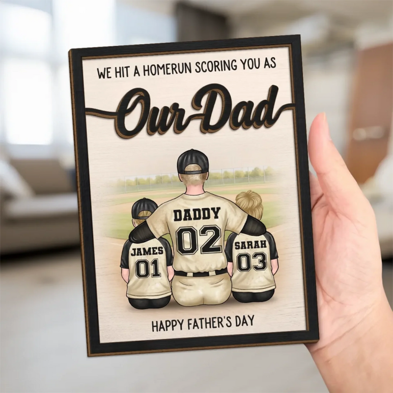 Our Coach, Our Hero, Our Dad - Family Personalized Custom 2-Layered Wooden Plaque With Stand - Father's Day, Gift For Dad, Sport Lovers, Sport Players