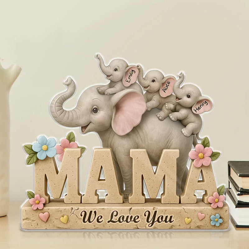 Love You A Ton, Mama - Family Personalized Custom Acrylic Plaque Custom Shape - Mother's Day, Gift For Mom