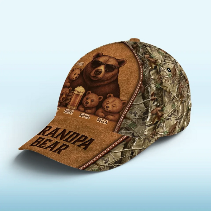 Raised Right By The Strongest Bear - Family Personalized Custom Hat, All Over Print Classic Cap - Father's Day, Gift For Dad, Grandpa