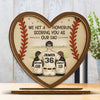 We Hit A Homerun Scoring You As Our Dad - Family Personalized Custom Shaped 2-Layered Wooden Plaque With Flat Stand - Father's Day, House Warming Gift For Dad, Sport Lovers, Sport Players