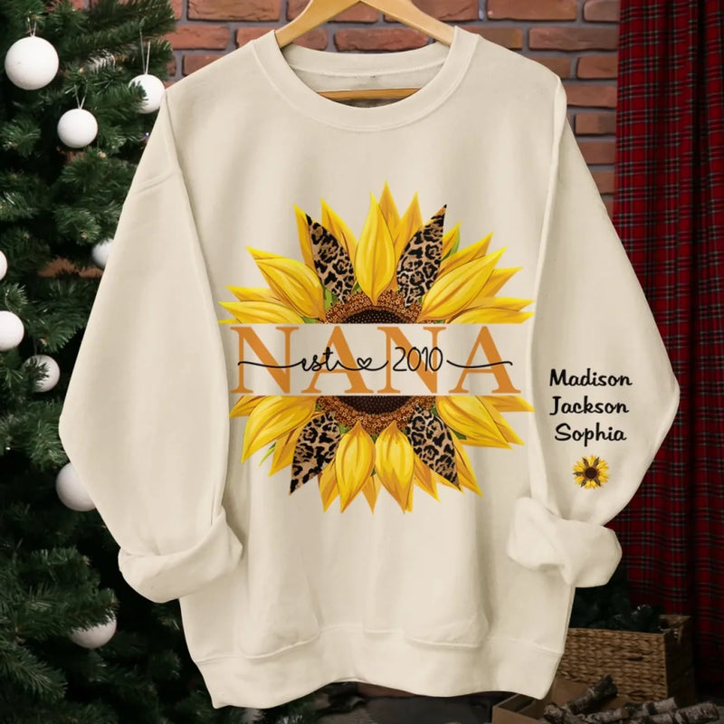 Mom, Blooming With Love - Family Personalized Custom Unisex Sweatshirt, Hoodie With Design On Sleeve - Mother's Day, Gift For Mom, Grandma