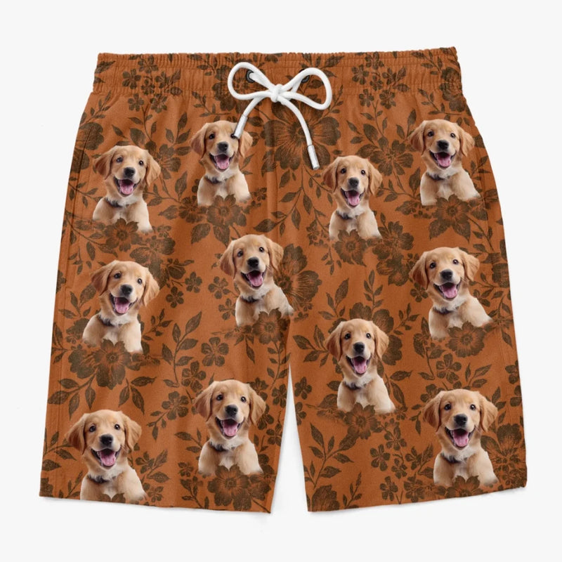 Custom Photo Sandy Paws & Aloha Days - Dog & Cat Personalized Custom Tropical Hawaiian Aloha Men Beach Shorts - Summer Vacation Gift For Pet Owners, Pet Lovers