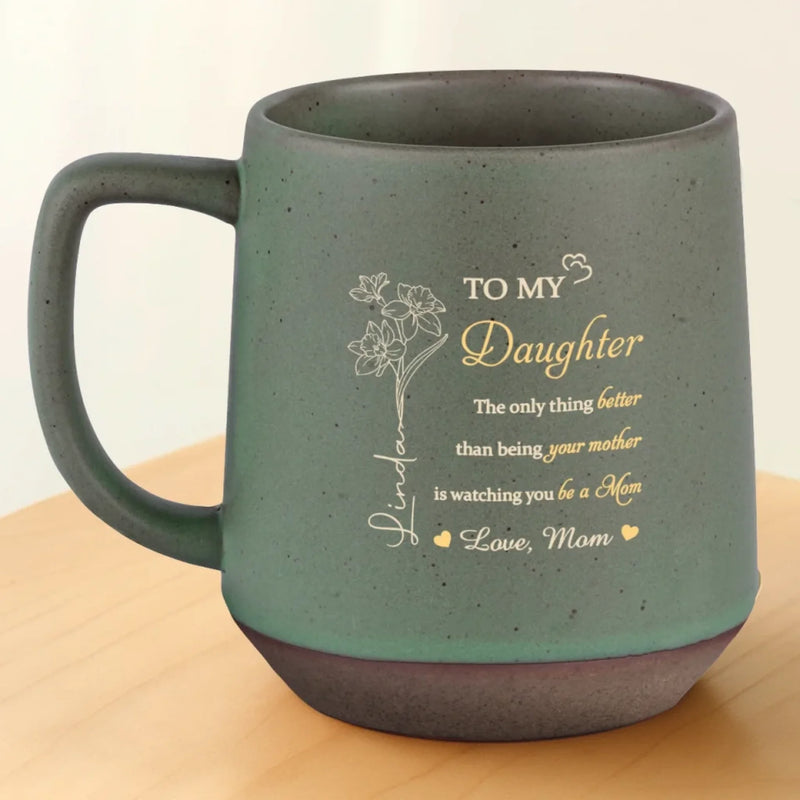 From One Mom To Another - Family Personalized Custom Printed Stoneware 12oz Mug - Mother's Day, Gift For Daughter
