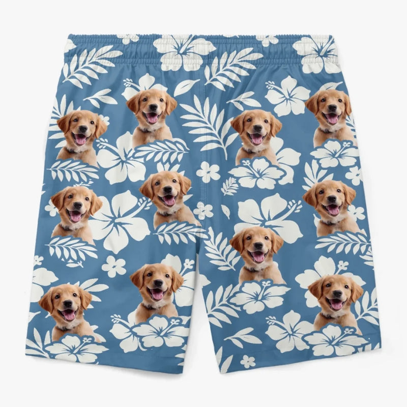Custom Photo Aloha & Tail Wags - Dog & Cat Personalized Custom Tropical Hawaiian Aloha Men Beach Shorts - Summer Vacation Gift For Pet Owners, Pet Lovers