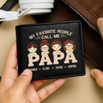 Custom Name Papa Family Gifts - Personalized Printed Bifold Wallet