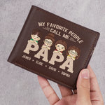 Custom Name Papa Family Gifts - Personalized Printed Bifold Wallet