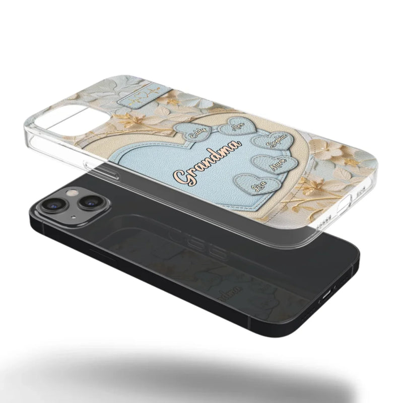 Tied Together By Love - Family Personalized Custom 3D Inflated Effect Printed Clear Phone Case - Mother's Day, Gift For Mom, Grandma