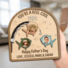 Custom Photo You’re A Reel Keeper - Family Personalized Custom 2-Layered Wooden Plaque With Stand - Father's Day, Gift For Dad, Grandpa, Fishing Lovers, Fishermen