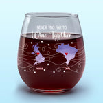 Custom Name Long Distance Couple Gifts - Personalized Wine Glass