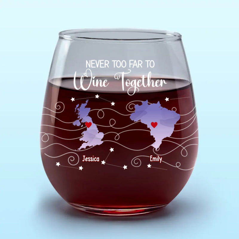 Custom Name Long Distance Couple Gifts - Personalized Wine Glass
