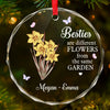 Besties Are Different Flowers From The Same Garden - Bestie Personalized Custom Circle Glass Ornament - Christmas Gift For Best Friends, BFF, Sisters