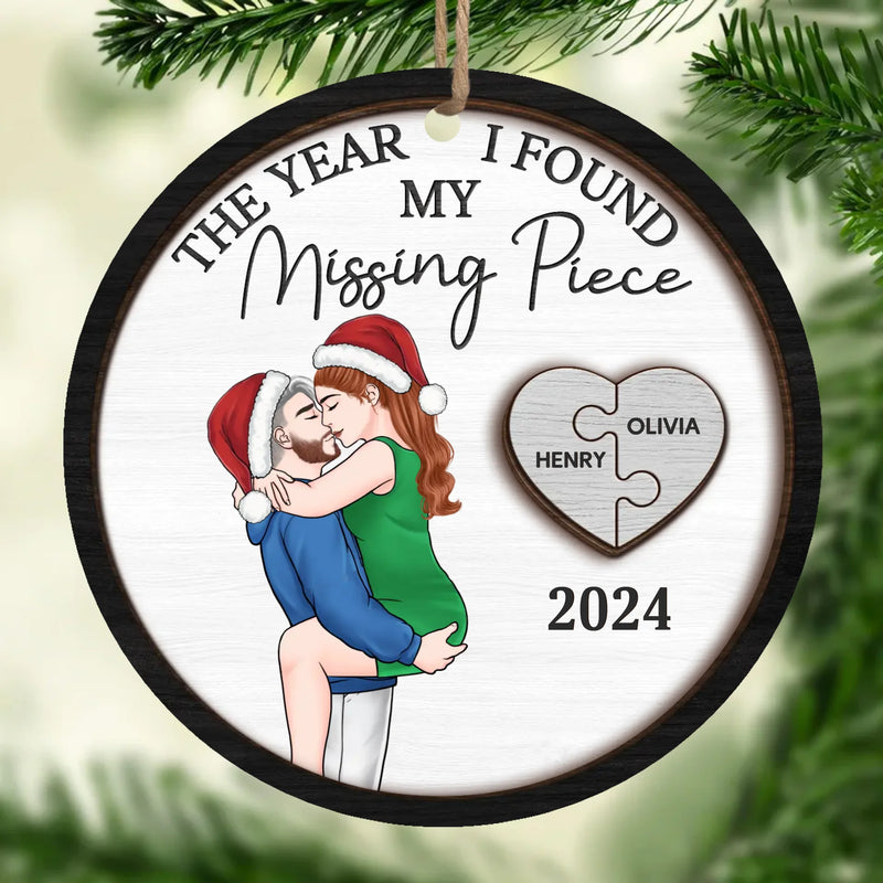 The Year I Discovered My Heart’s Missing Link - Couple Personalized Custom Ornament - Wood Custom Shaped - Christmas Gift For Husband Wife, Anniversary