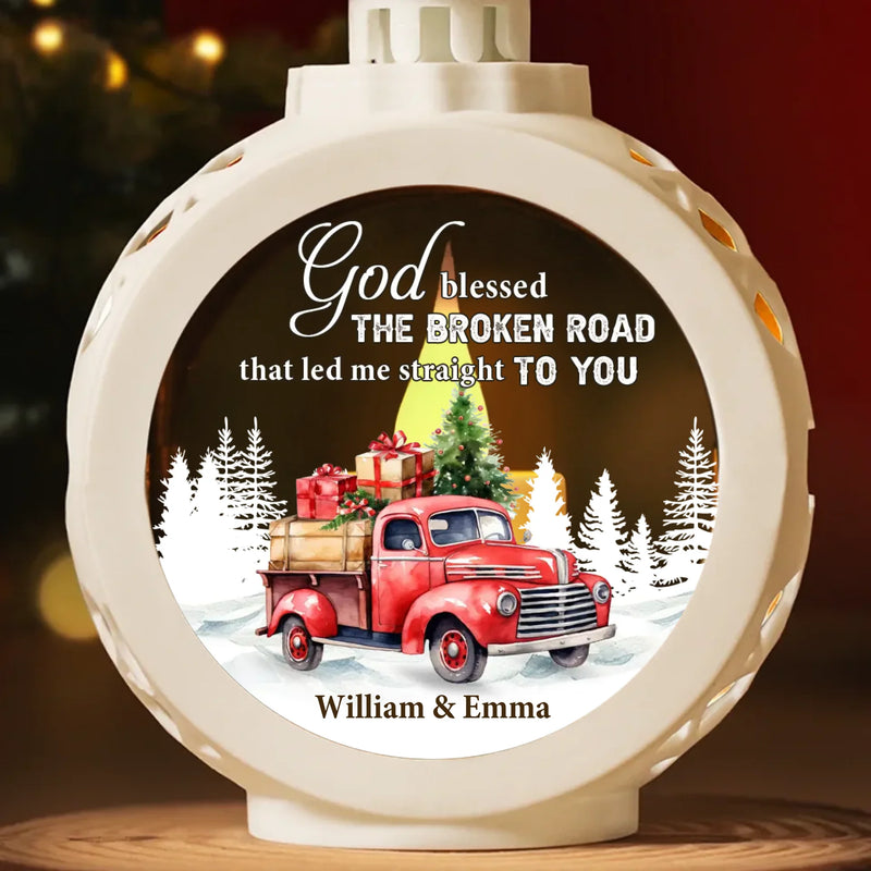 God Blessed The Broken Road That Led Me Straight To You - Couple Personalized Custom Candlelight Lantern Ornament - Christmas Gift For Husband Wife, Anniversary
