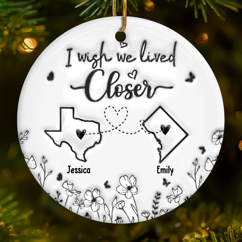 Custom Name Long Distance Friendship Christmas Gifts - Personalized Ceramic Ornament