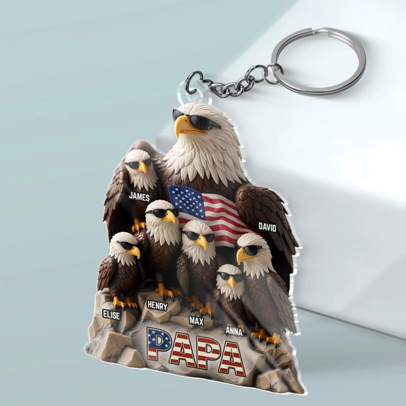 Papa, Our Fearless Flight Leader - Family Personalized Custom Shaped Acrylic Keychain - Father's Day, Gift For Dad, Grandpa