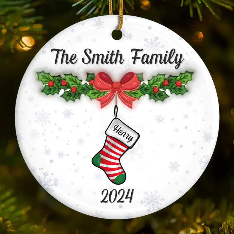 Let Your Christmas Stock Overflow With The Warmth And Joy Of Family - Family Personalized Custom 3D Inflated Effect Printed Ornament - Ceramic Round Shaped - Christmas Gift For Family Members