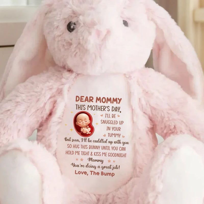 Just A Little Bump Full Of Big Love - Family Personalized Custom Easter Bunny Plush - Mother's Day, Baby Shower Gift, Gift For First Mom