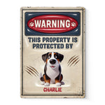 Custom Name Dog Warning Property Decor - Personalized Metal Sign