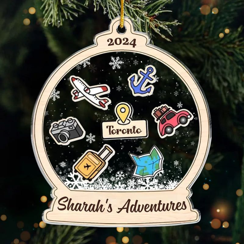 Custom Name Travel Adventure Christmas Gifts - Personalized Ornament