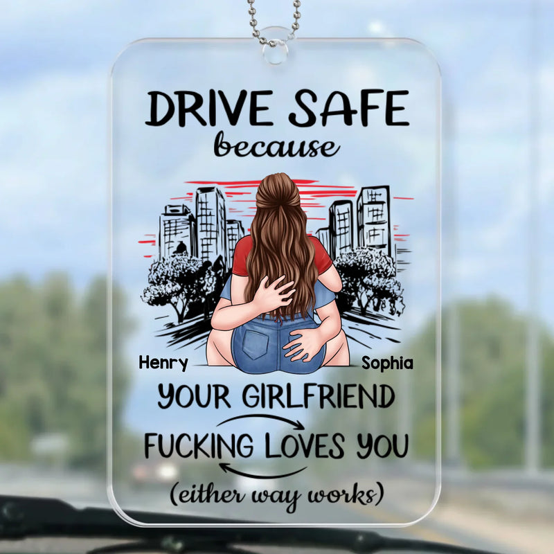 Be Careful On Your Journey - Couple Personalized Custom Car Ornament - Acrylic Custom Shaped - Gift For Husband Wife, Anniversary