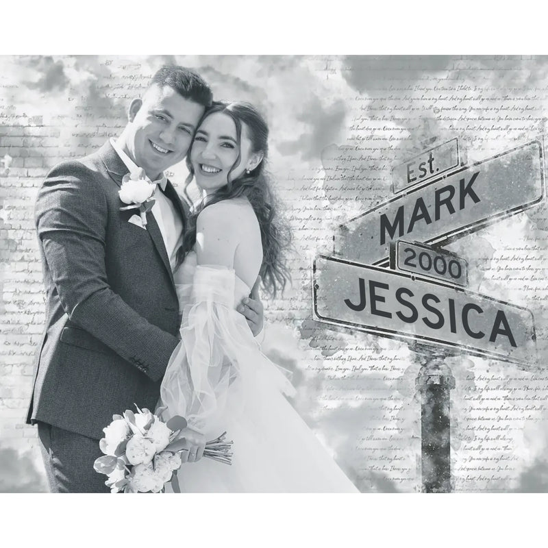 Custom Photo Wedding Couple Gifts - Personalized Digital Art