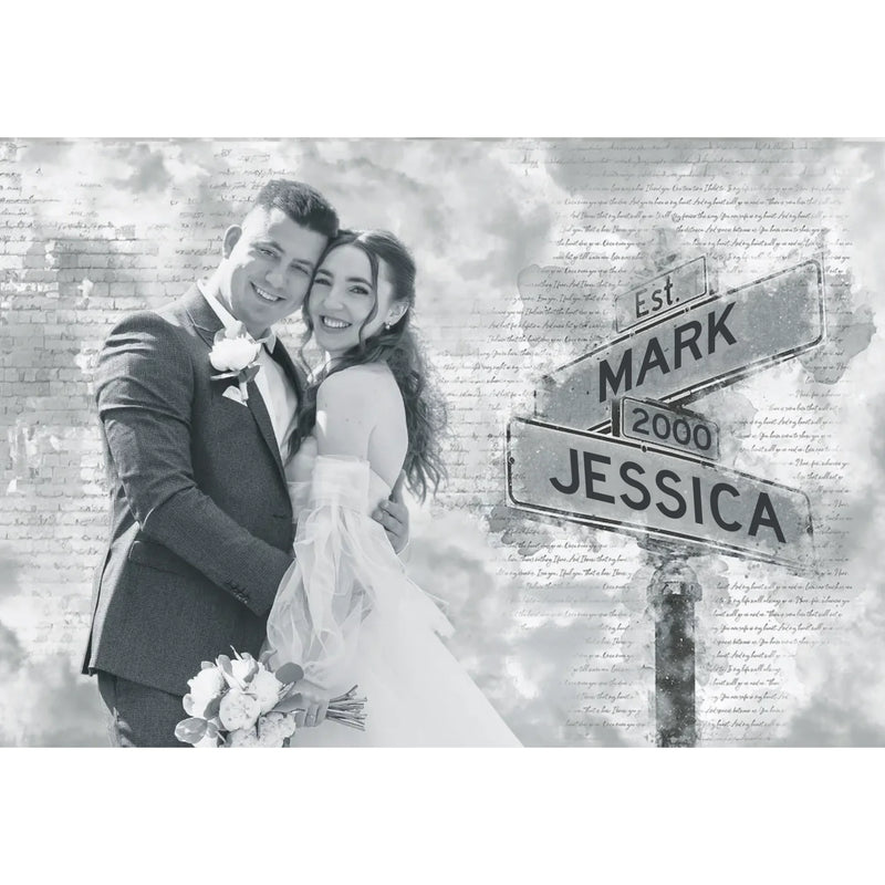 Custom Photo Wedding Couple Gifts - Personalized Digital Art