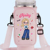 Soft Smile, Savage Style - Family Personalized Custom Neoprene Water Bottle Carrier With Pocket - Gift For Yourself, Best Friends, Siblings, Family Members