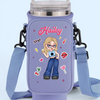 Soft Smile, Savage Style - Family Personalized Custom Neoprene Water Bottle Carrier With Pocket - Gift For Yourself, Best Friends, Siblings, Family Members