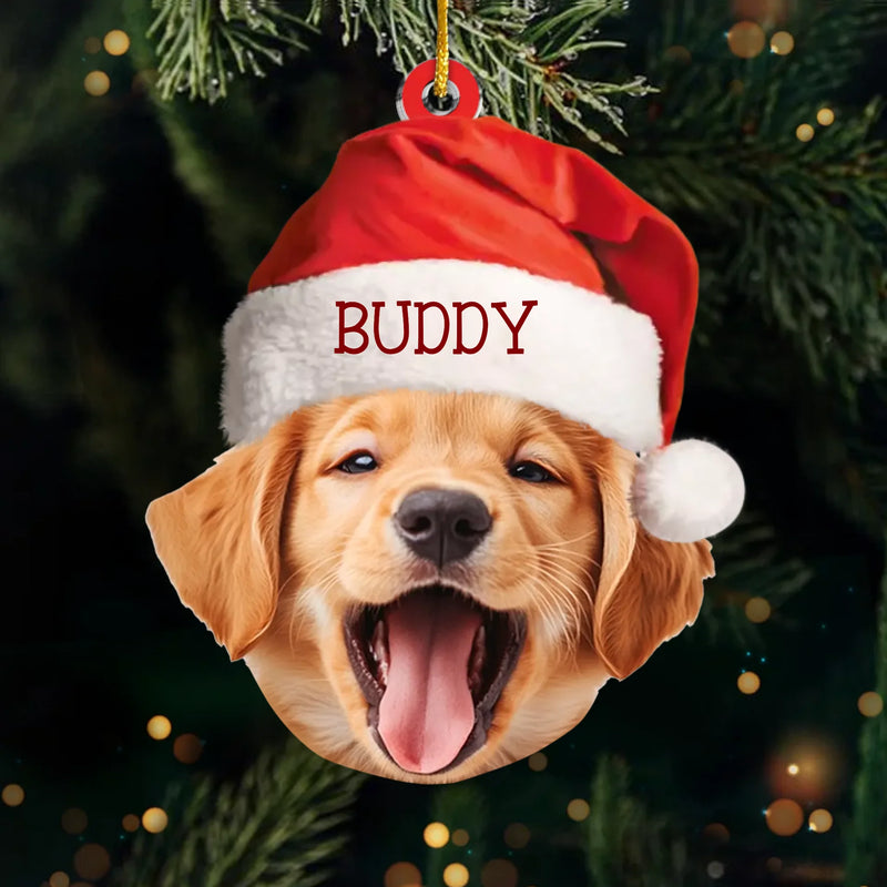 Custom Photo Furry Kisses And Christmas Wishes - Dog & Cat Personalized Custom Ornament - Acrylic Custom Shaped - Christmas Gift For Pet Owners, Pet Lovers