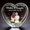 Mother And Daughter Forever Linked Together - Family Personalized Custom 3D Crystal Heart Shaped - Mother's Day, Gift For Mom